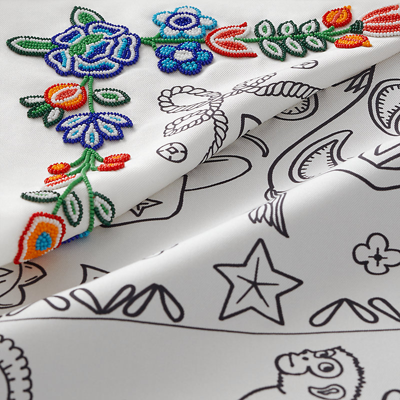Animaux Bandana a Fleurs embroidered scarf 65 | Hermès Canada